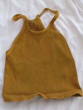 Free People Mustard Ribbed Halter Tank M/L